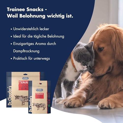 DR.CLAUDER'S - Trainee Snack | Leicht verdauliche Snacks aus 95% Fleisch mit Inulin für Hunde und Katzen. Schonend dampftrocknete Leckerlis im Frischebeutel | 500g Rind