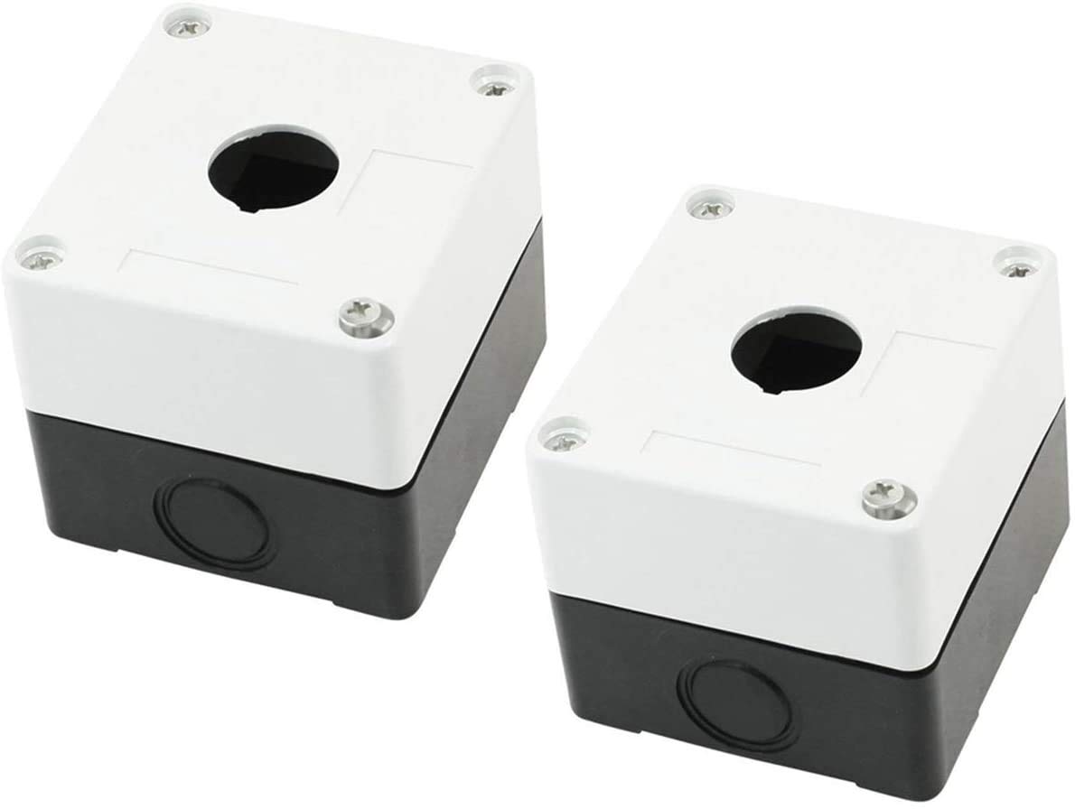 kamcon? black white plastic one and two push button switch control station box case 22mm (2, 1 push button)