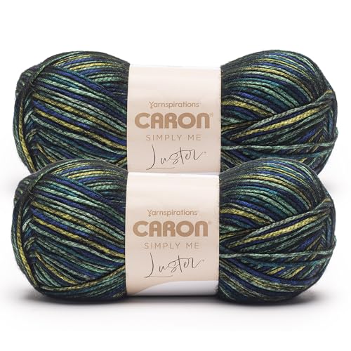 Caron Simply Me Luster Adventurine Yarn - 2 Pack of 170g/6oz - 65% Nylon 35% Acrylic - #4 Worsted (Medium) - 360 Yards - Knitting/Crochet