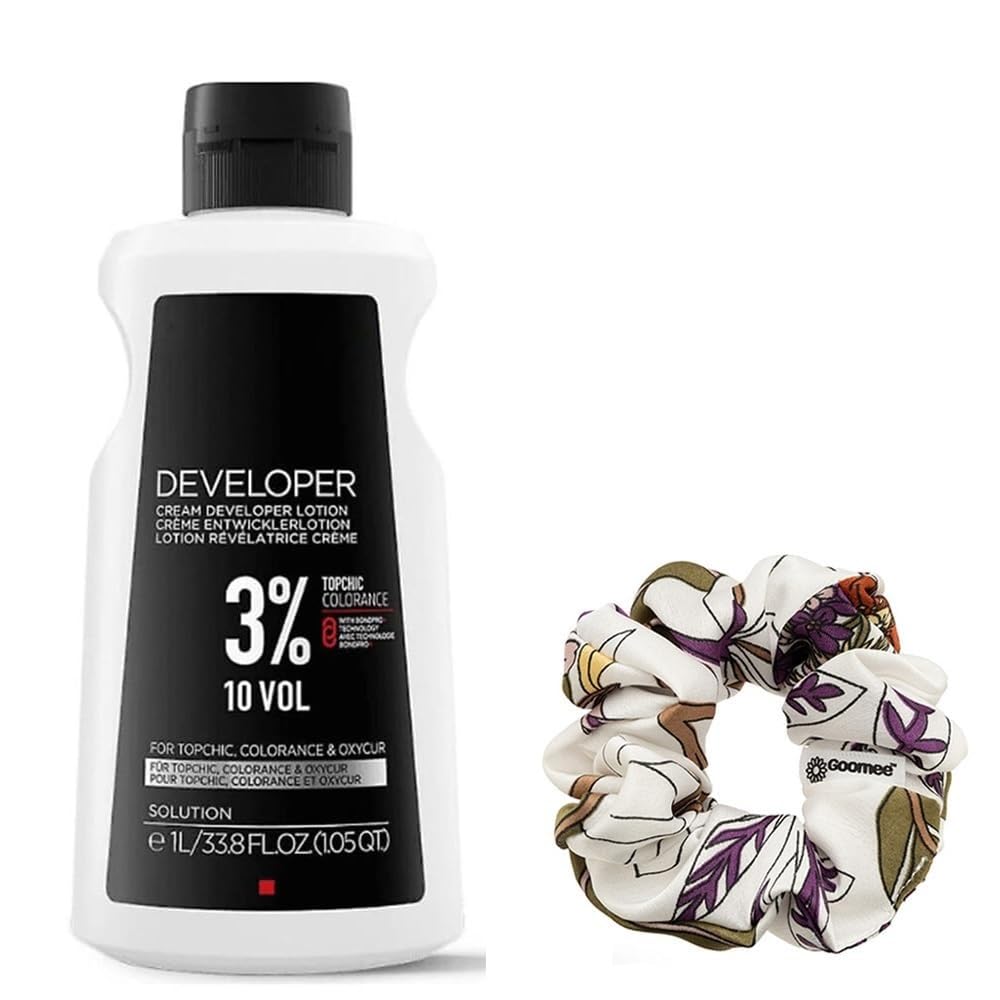 Topchic Developer 3% / 10 Volume Topchic Hair Color Developer 33.8 Ounce and Goomee Scrunchie (Bundle)