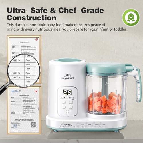Baby Food Maker Pro Steamer Blender: 4 in 1 Auto Steam Blend and Puree Maker with Self-Clean for Healthy Baby and Toddler Meal Prep - BPA-Free White+Green by AMZBABYCHEF - Used condition - Image 7