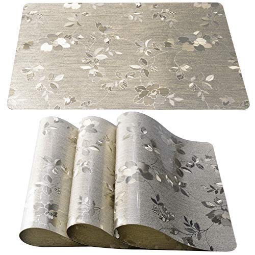 DUOFIRE Placemats for Dining Table Washable Vinyl Placemats PVC Dinner Table Mats Easy