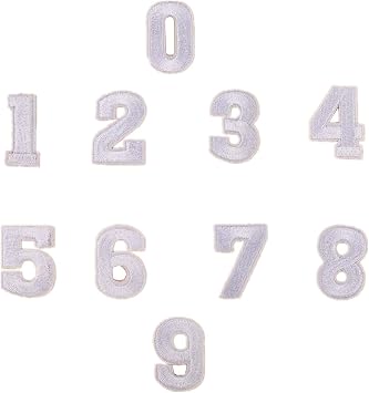 Ximkee10 Pack 1" Colorful Numbers Embroidered Appliques Sew or Iron on Patches White