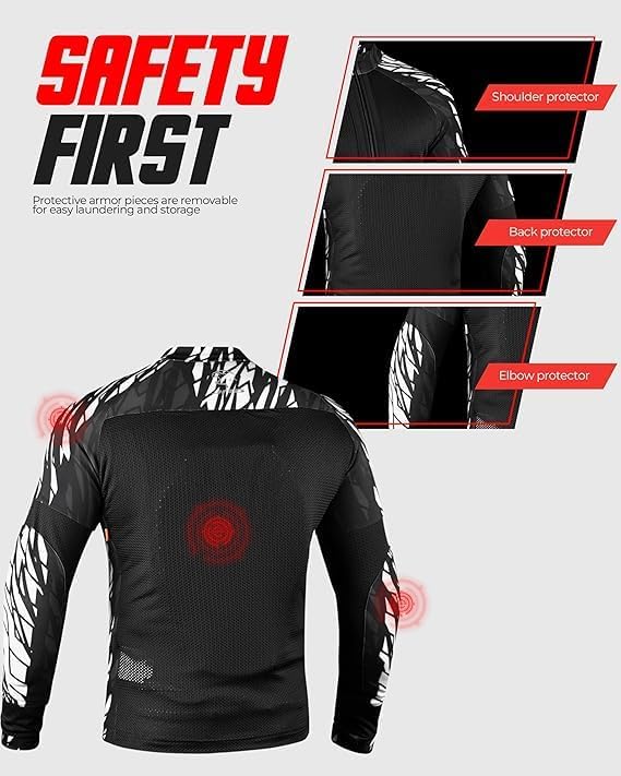 J.A.G. Motorcycle Mesh Shirt for Men with CE Certified Protective Padded Armors | All Season Motorcycle Riding Shirt - Image 5