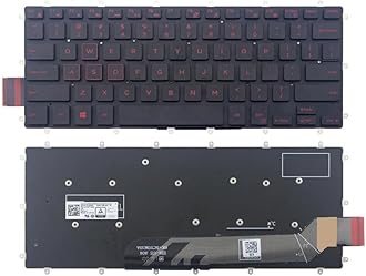 English US Laptop Keyboard for DELL Vostro 3480 3481 3490 3491 5370 5468 5471 Latitude 13 3379 3310 3390 2-in-1 3490 Black Without Backlit Red Keycap