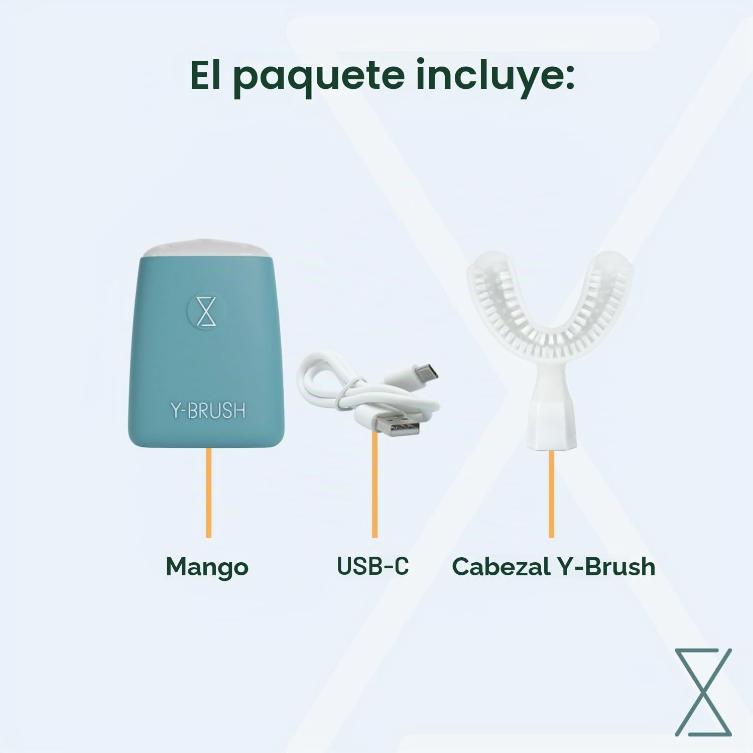Y-Brush Essential – Cepillo de dientes eléctrico sónico – Cepillo en Y, 3 meses de duración – 2 modos de vibración – Pack esencial para adultos (12-99 años))