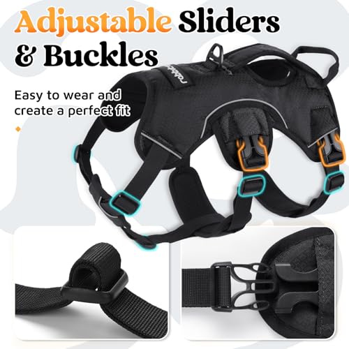 Rabbitgoo DTLGBD01LBK18CW Escape Proof Dog Harness, Soft Padded Full Body Pet Harness, Reflective Adjustable No Pull Vest thumb #7