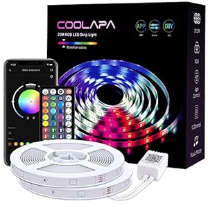 Led Strip Light, COOLAPA 20M (65.6 FT) RGB Strips Lighting, with Remote & Box for Bedroom Home Kitchen, Decoration, APP…