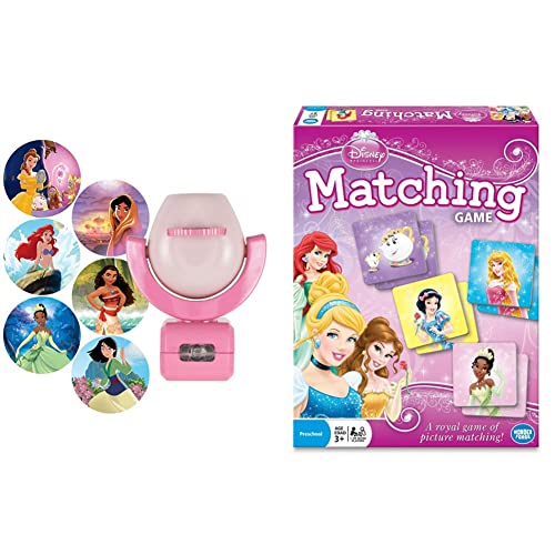 Projectables Disney Princess 6-Image LED Night Light Projector, Pink, 11738 & Disney Princess Matching Game by Wonder Forge | for Boys & Girls Age 3 to 5 | A Fun & Fast Disney Memory Game