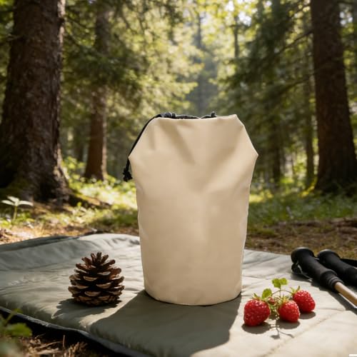 Bolsa seca impermeable de 2L con cierre enrollable, bolsillo con cremallera y hebilla, bolsa de nylon marina para camping, senderismo, mochilero y kayak de 12.2x10.63x4.53 pulgadas (Marrón) miniatura 5