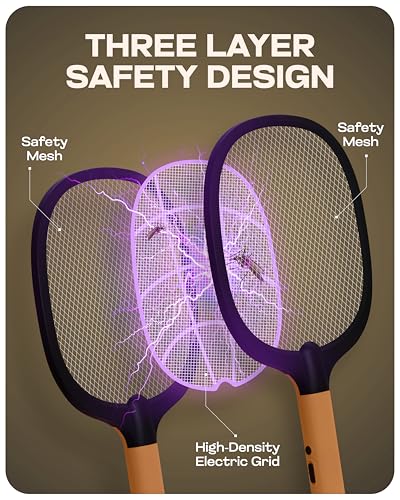 Image of Weird Wolf 2 in 1 Rechargeable Mosquito Bat with UV Light & Base Stand | Electric Fly Swatter with Auto & Manual Mode | Type-C USB Charging | 1200 mAh Lithium Battery | 6 Month Warranty
