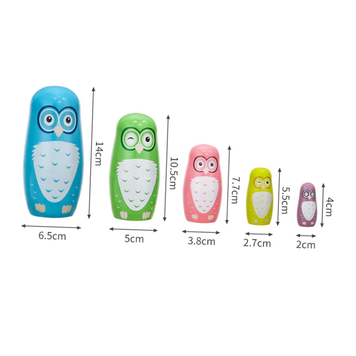 CORHAD 5Pcs Owl Pattern Wooden Nesting Dolls Animal Nesting Dolls for Decor Lovely Home Decor Safe Wooden Material and Attractive Design