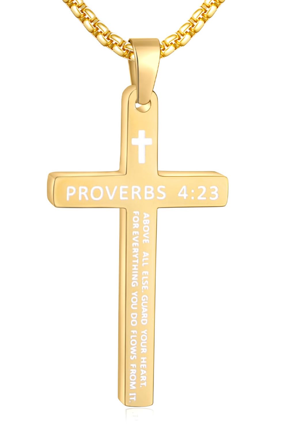 Fiusem Bible Verse Cross Necklace for Men, Stainless Steel Easter Basket Stuffers Mens Necklace, Black/14K Gold Plated/Silver Tone Cross Pendant for