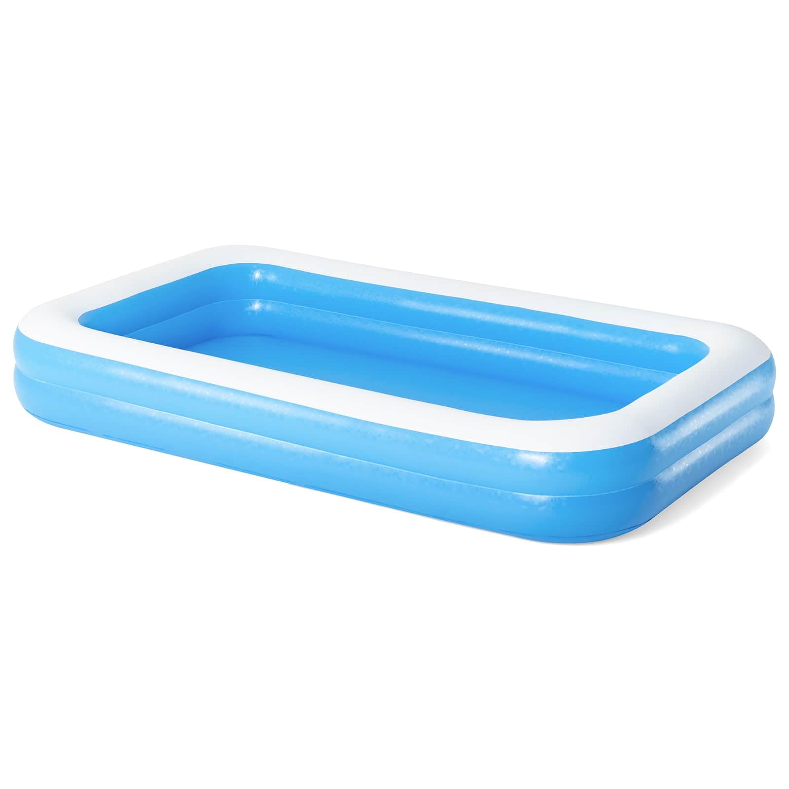 Piscine Gonflable Rectangulaire Bleu 305 x 183 x 46 cm PVC Facile à Installer pour Jardin Extérieur Loisirs Famille