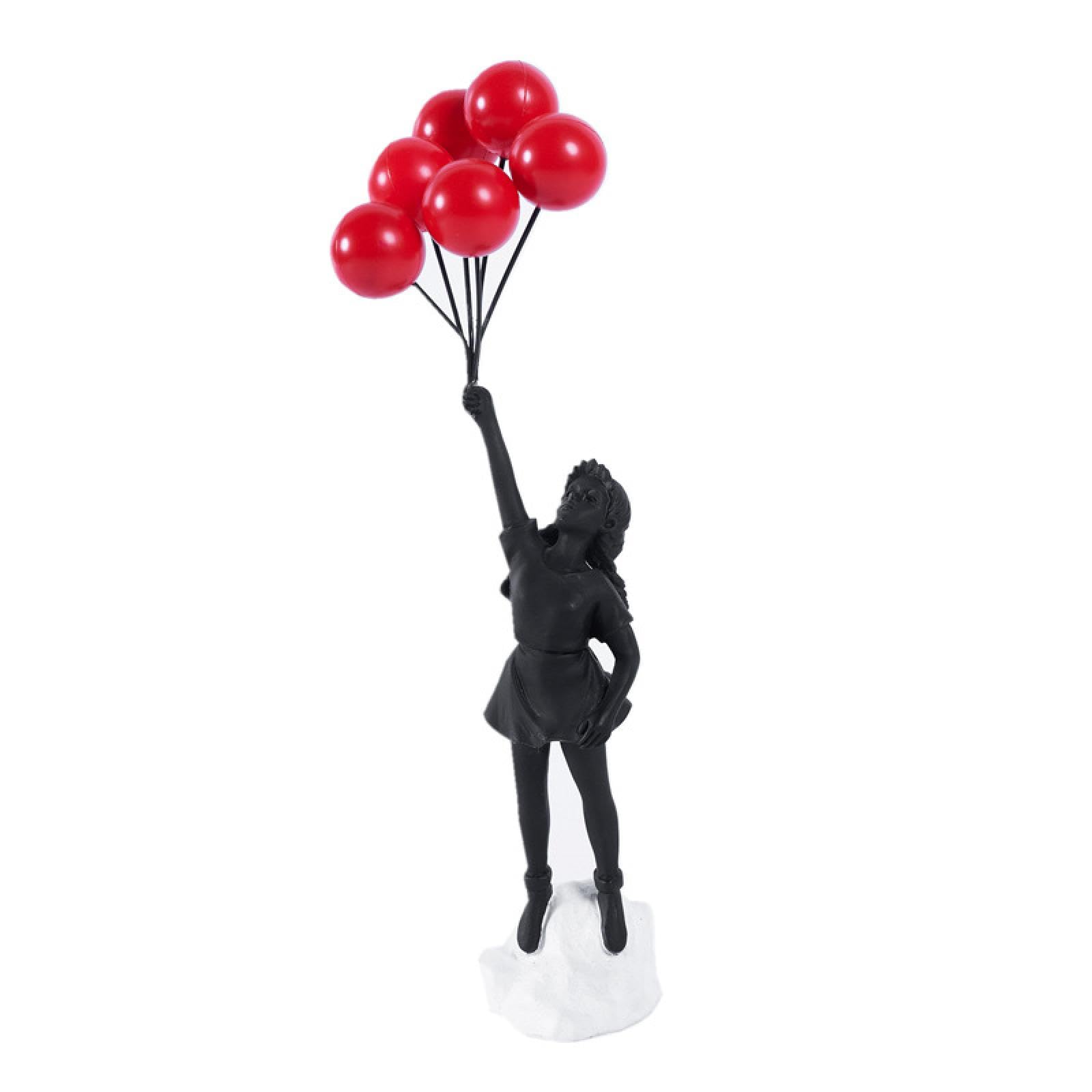 Statua di Banksy, statuetta di ragazza con palloncino volante, decorazione per la casa, scultura d'arte moderna, statuetta in resina ornamentale nero-B