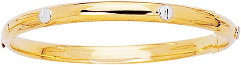 JewelStop 14k 2 Tone Gold 4.4 mm Bangle - 5.5", 3.5gr.