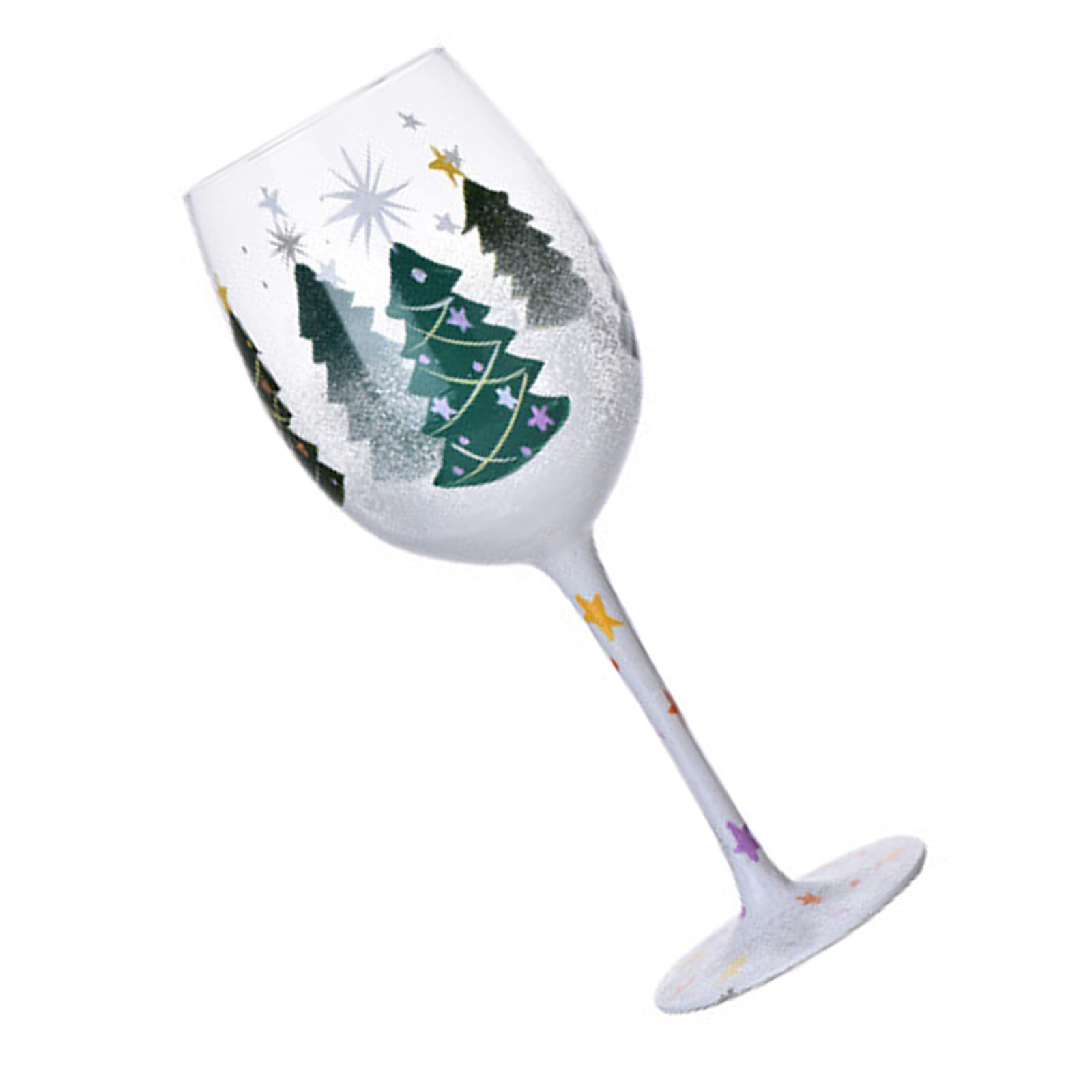 Jazuaiao Decorative Christmas Themed Glasswares High Footed Glass Drinking Cup for Parties and Holiday Event Water Drinkware Celebration Glass
