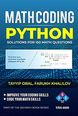 Amazon.com: MATH CODING: 150 Questions with solutions for PYTHON ...
