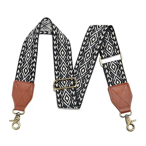 Image of LEMEDE Purse Strap,2 inch Leather End Shoulder Strap Adjustable Replacement,Retro Jacquard Multi-pattern Crossbody Bag Straps