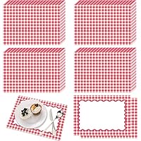 Eaasty Einweg-Tischsets, 50 Stück, rotes Gingham-Papier, kariert, für Picknick, Grillen, Papiertische, Tischset, doppelseitig, für Babypartys, Hochzeiten, Geburtstage, Teepartys, Abendessen,