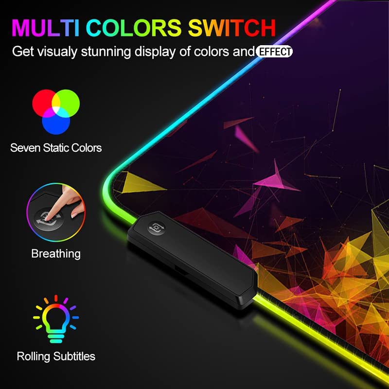Image of Vecna RGB Gaming Mouse Pad Large, Extended Gaming Mouse Pad RGB with 14 Lighting Modes | Led Mouse Pad XXL for Computer Laptop Mousepad Desk Mat,Extended RGB Mouse Pad,RGB Mouse Pad XXL (Abstract)