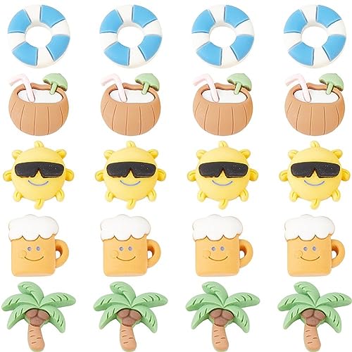 Dijes de resina de verano SUNNYCLUE de 60 piezas con parte trasera plana para manualidades de playa
