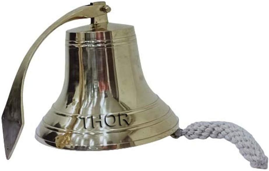 8" Brass Maritime Marine Ship Bell Boat School Dinner, Reception, Home Decor Wall Mounted, Wall Hanging Nautical Bells Rustic Vintage Christmas Decor Gifts