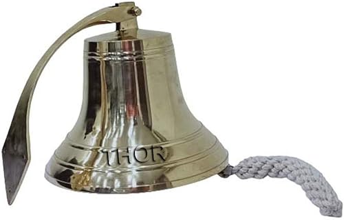 Campana de barco marino marítimo de latón de 8 pulgadas, cena escolar, recepción, decoración del hogar montada en la pared, campanas náuticas