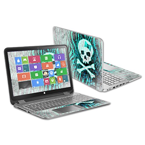 MightySkins Skin Compatible with HP Envy x360 15.6" (2014 Version) Laptop wrap Cover Sticker Skins Zebra Skull