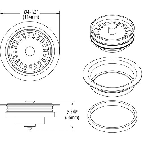 Brida de desagüe Elkay LKQD35CH con colador y tapón miniatura 4