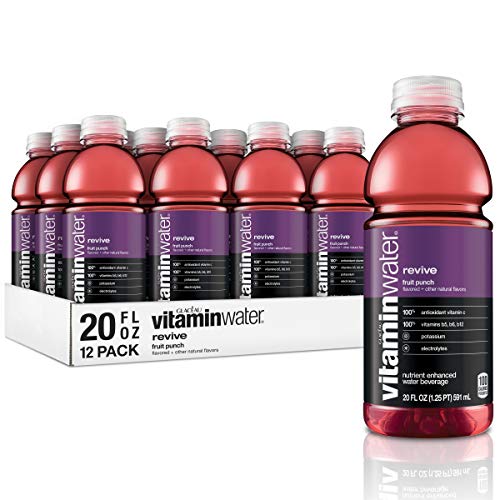 vitaminwater Revive, Fruit Punch Flavored, Electrolyte Enhanced Bottled Water with Vitamin b5, b6, b12, 20 Fl Oz, 12 Pack