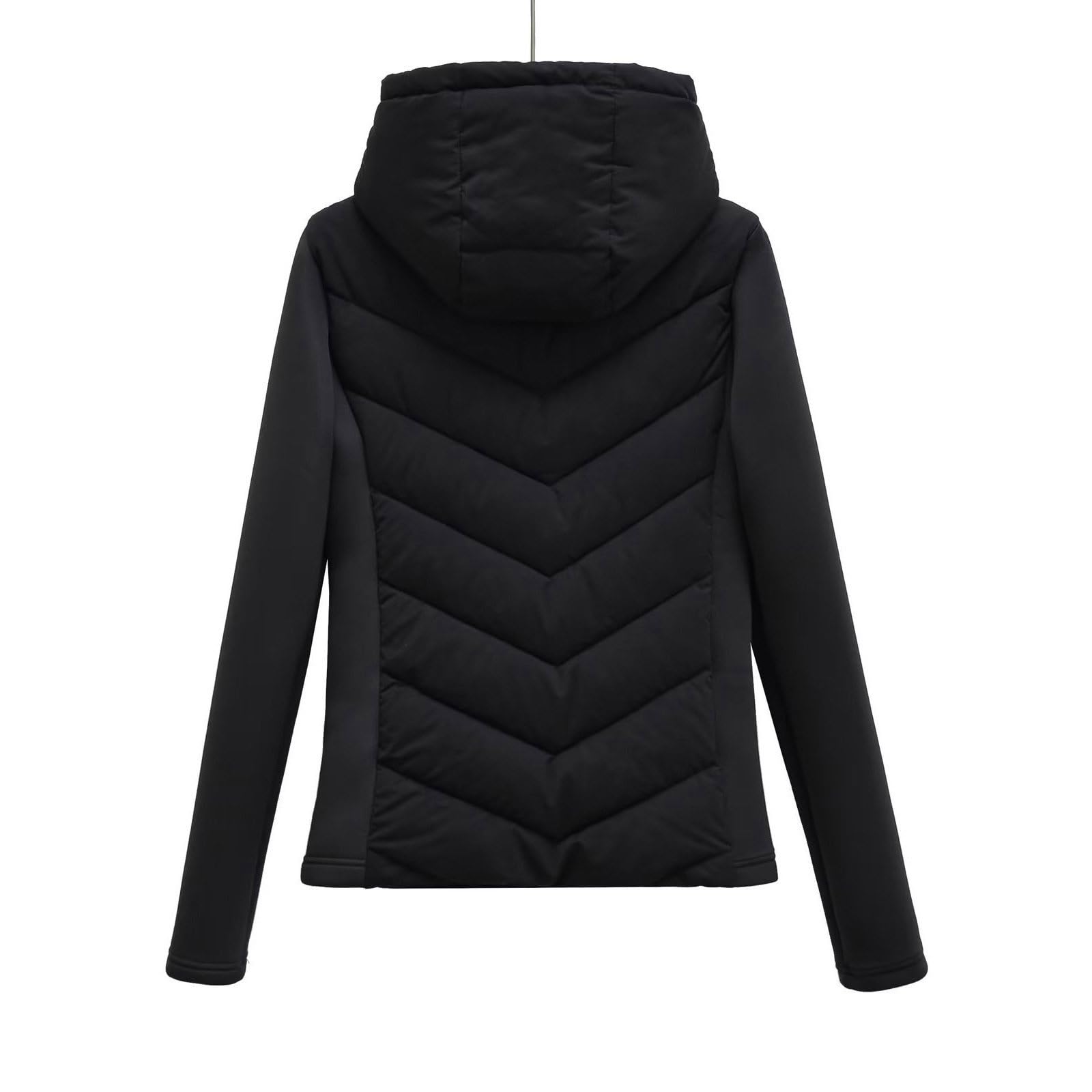 Generico Piumino da Donna Invernale con Cappuccio, Giubbino Invernale Donna,Nuovo Cappotto Invernale Europeo E alla Moda con Maniche Trapuntate per Le Donne con Cappuccio