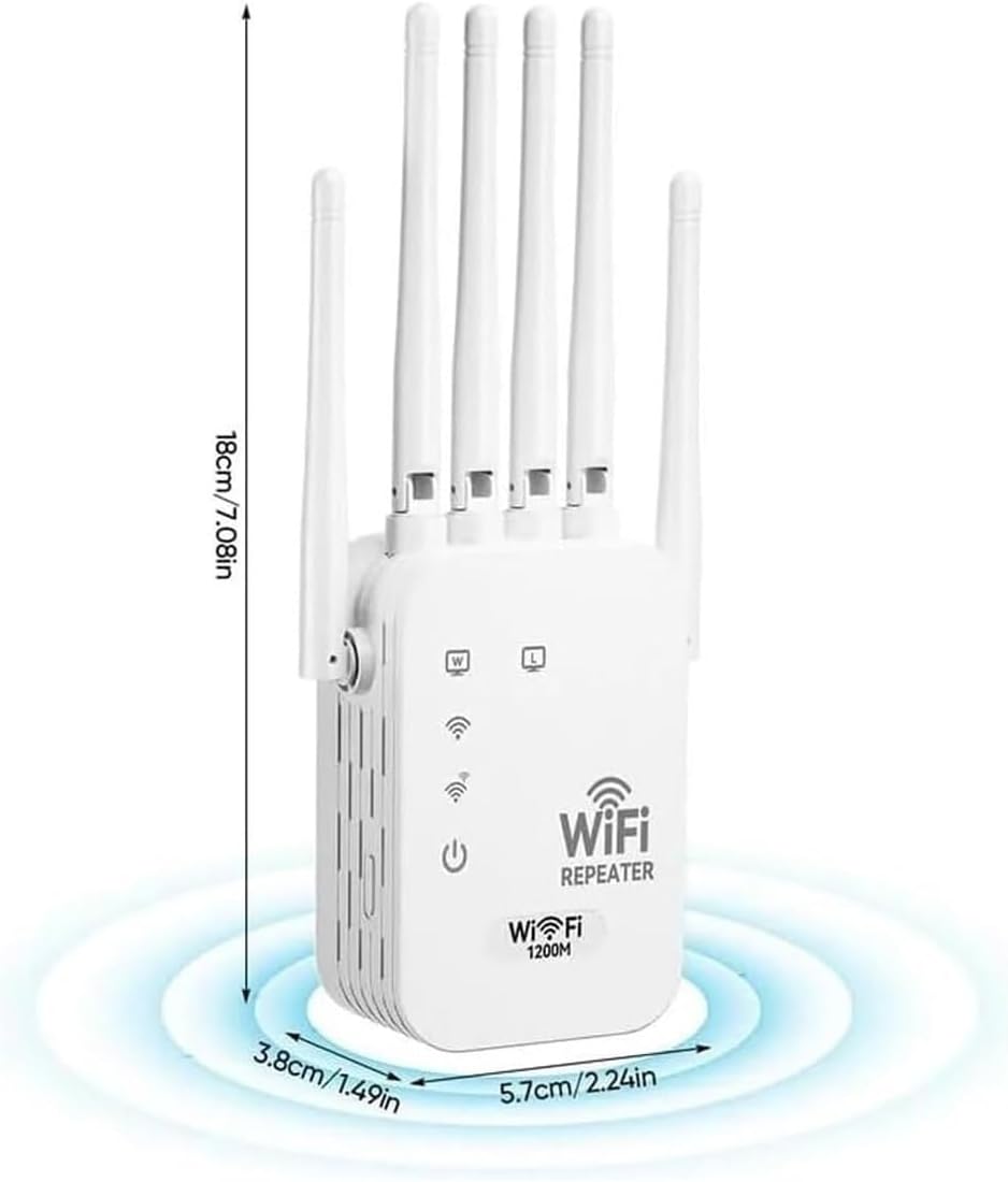 WiFi Extender 6-Antenna Strong Signal, Antenna Amplifier WiFi Booster and Signal Amplifier, Long Range WiFi Extender with Ethernet Port for Pc, Outdoor Coverage, Enhanced Network Range(300M,2pcs)