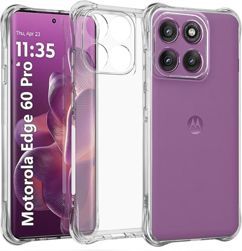 Image of REALCASE Silicone Moto Edge 60 Pro 5G Back Cover Case, Scratch Resistant Protective Crystal Clear Transparent Shock Proof Bumper Back Cover Case for Moto Edge 60 Pro 5G