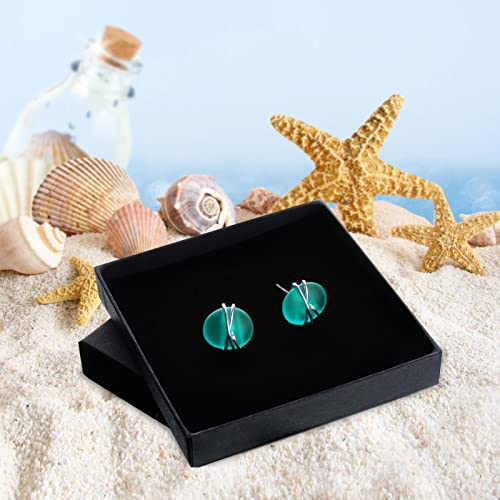 Carpdim Sea Glass Earrings S925 Sterling Silver Hypoallergenic Handmade Stud Post Earrings Beach Glass Fashion Handcraft Jewelry Earrings Stud Earrings For Women Girls thumb #5