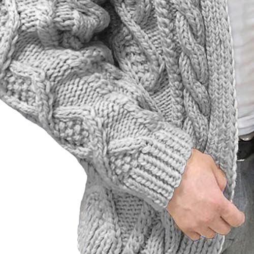 Men's Winter Slim Fit Open Sweaters Shawl Collar Cable Knited Cardigan Slim Fit Cable Knit Long Sleeve3