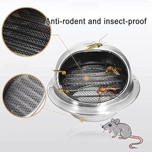 4" 6" 8" 10" Stainless Steel Wall Ventilation Outlet - Round Air Soffit Vents with Built-in Screen Mesh for Ducting & External Extractor, Durable & Weather Resistant