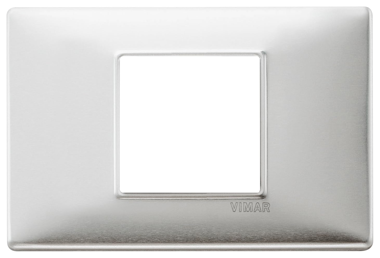 Plaque 2 modules VIMAR série plat aluminium brossé interrupteur et prise