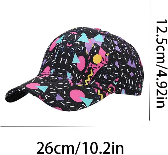 2 Pack Geometric Graphic Baseball Caps - Vintage 80s 90s Printed Unisex Adjustable Lightweight Sports Dad Hats Multi - Image 2