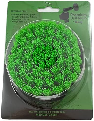 Kornely Premium Drill Brush, Medium Stiff, Green 10cm. Professional Power Scrubber. Doesn't Scratch Surfaces. Suitable for Kitchen, Stove and Oven, Cabinets, Counters, Dirty pots, Floor Cleaning