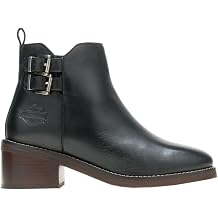 Harley-Davidson Womens Jonetta Buckle Round Toe Pull On Casual Boots Ankle Low Heel 1-2" - Black
