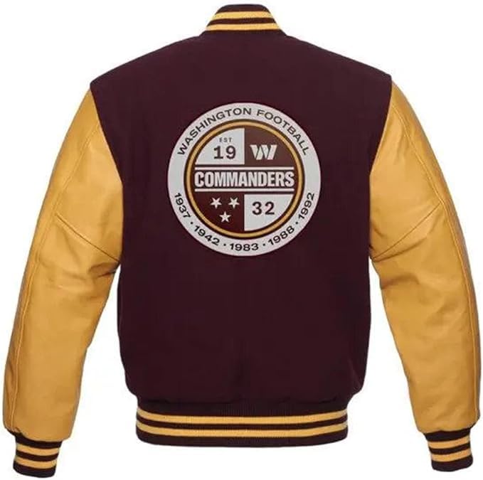 American Football Club Washingtoon Com-manders Wool & Faux Leather Premium Quality Varsity team Jacket for Men3