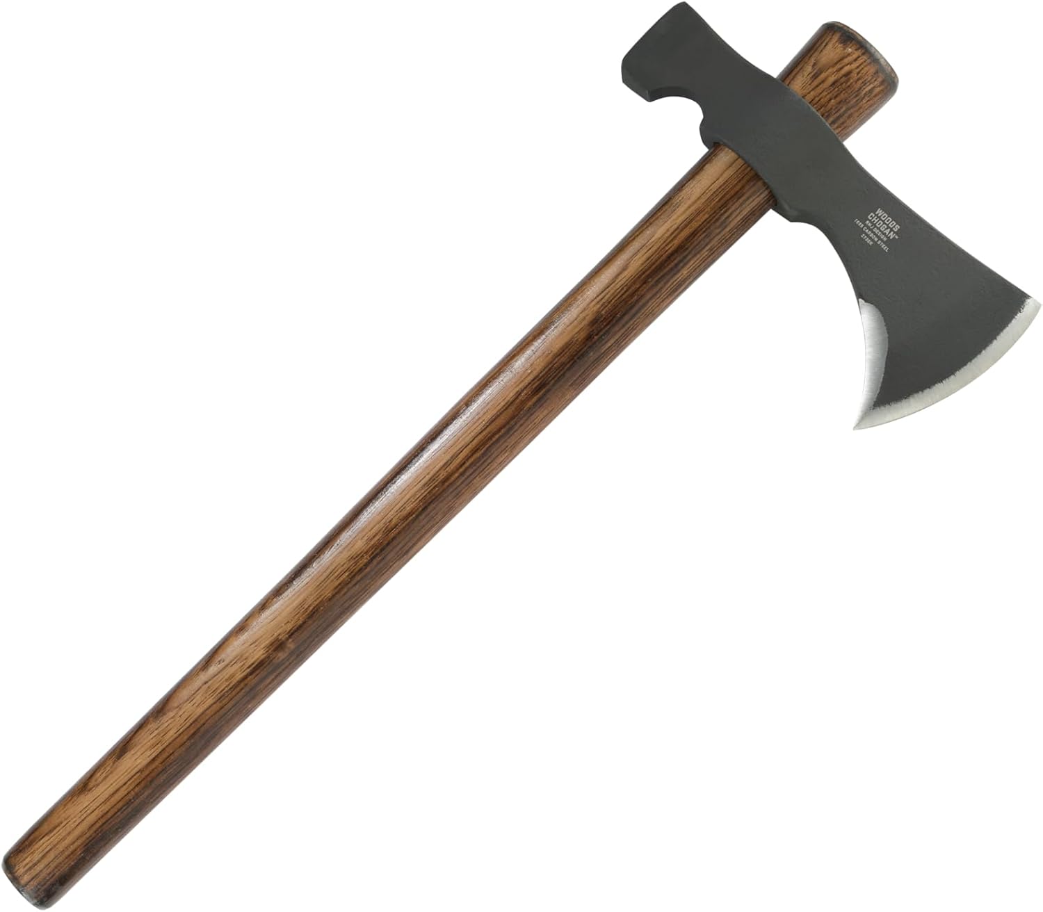 CRKT Black Woods Chogan T-Hawk Outdoor Survival Tomahawk: 1055 Carbon Steel Plain Edge Blade, Tennessee Hickory Handle, with Leather Sheath, 2730KS - Image 2