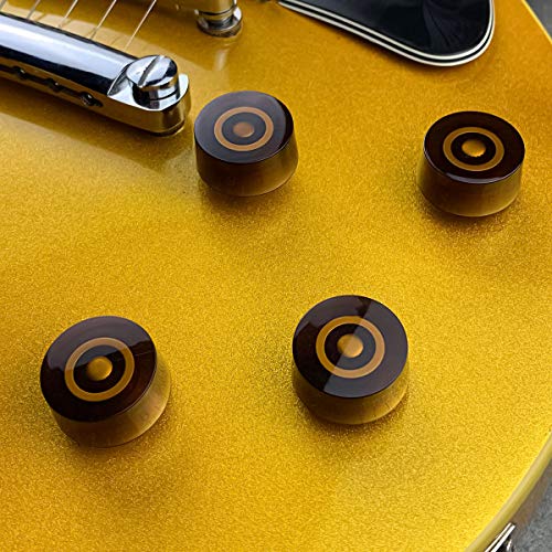 FLEOR 4pcs Amber Guitar Knobs Top Hat Volume Tone Speed Control Knob for Electric Guitar Parts