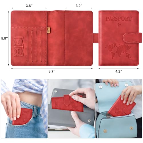 Image of Eoehro Passport Holder for Travel Essentials, Passport Wallet Cover Case for Travel Must Haves Accessories,Passport Book Holders for Women and Men(red)