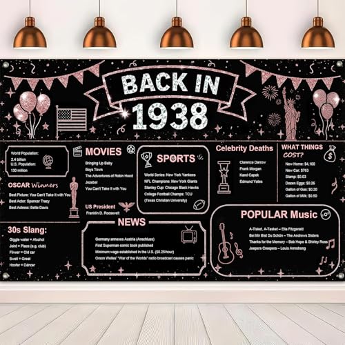 Image of BlissYard Rose Gold 80th Birthday Party Backdrop 71x43 Inch