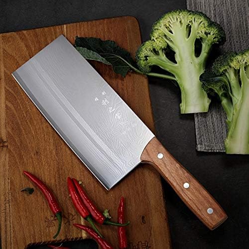 MAYiT Meat Cleaver Knife, Butcher Knife stainless Steel Chop Chinese Meat Cleaver Kitchen Knife Chef Cooking Tools With Wooden handle