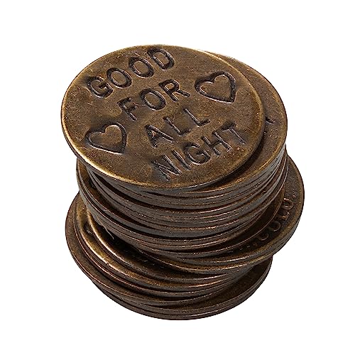 Artisan Owl Double-Sided Solid Brass Old West Replica Tokens - Antique Finish Collectible Cat House Brothel Tokens (Set of 20)