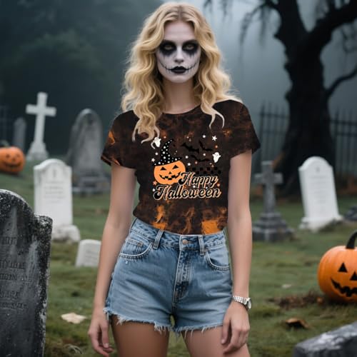 Qskall Halloween Pumpkin Face T-Shirt for Women - Image 3