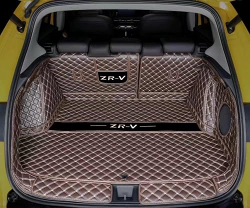 自動車用フロアマット新型ホンダZR-V(ZRV)2023年4月〜専用テールボックスマット3 DトランクマットXPE皮革素材トランクマット専用車専用防水耐汚耐摩耗用品の取り付けが簡単 (ブラウン, スピーカあり)